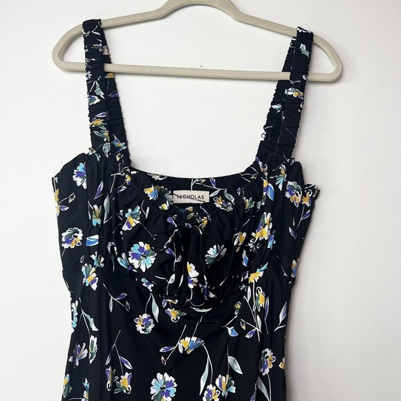 Nicholas NWOT Nina Dress Danbury Floral Maxi Black Blue Women’s 14 - Picture 4 of 16